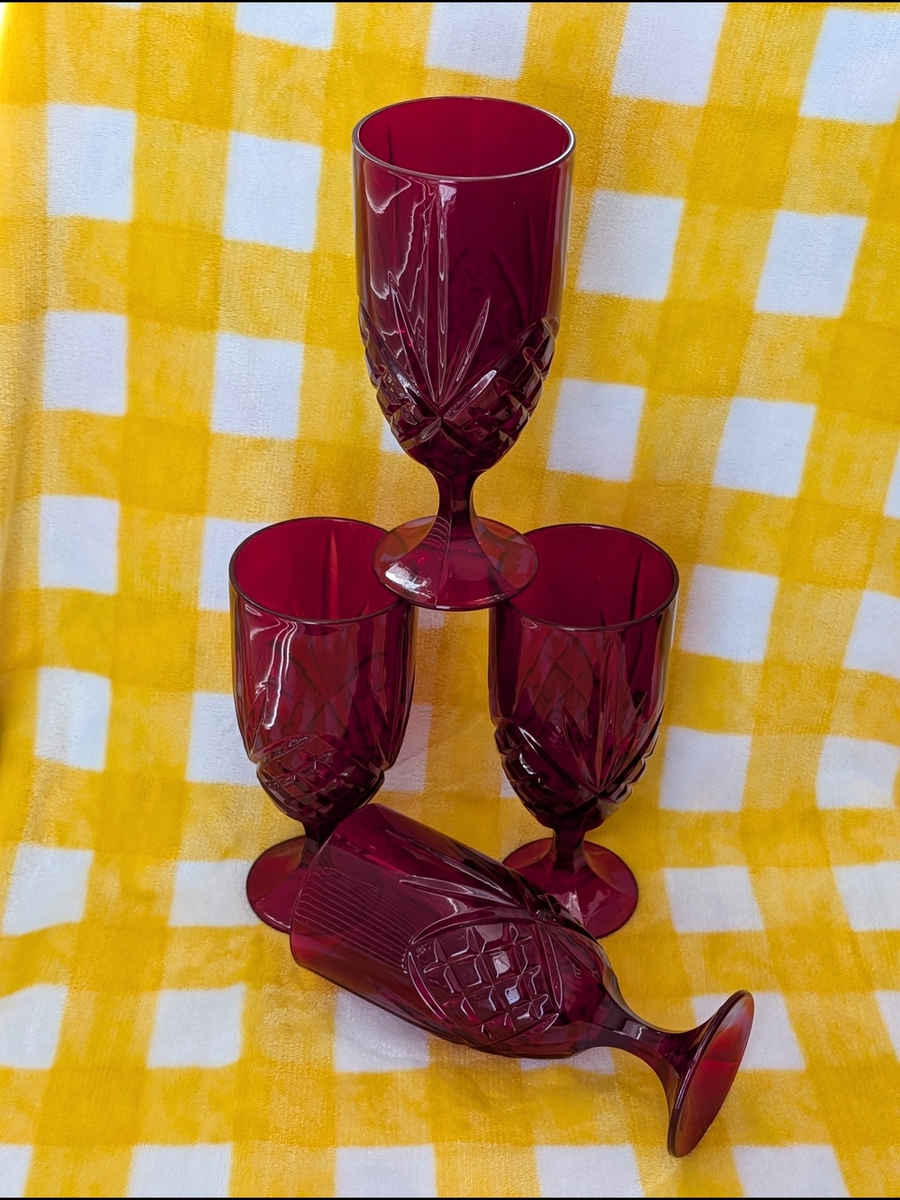 Godinger Dublin Red Cut Crystal-Style Goblets - Set of 4